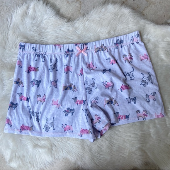 Grey Puppy Dog Print Pajama Shorts - Picture 1 of 4